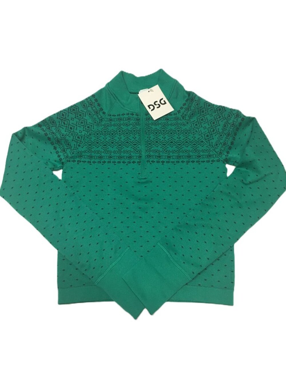 DSG Women’s Momentum Seamless 1/4 Zip Pullover XSmall Emerald Fair Isle NWT